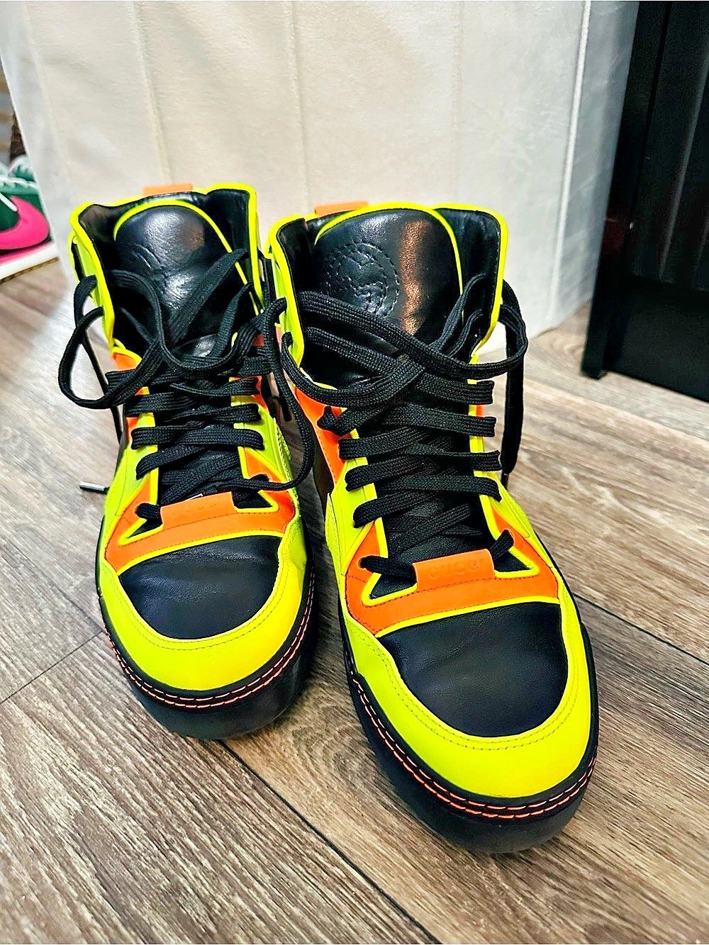 Gucci Ace high-top sneaker Sneakers in Black & Yellow 7.5G (US8)